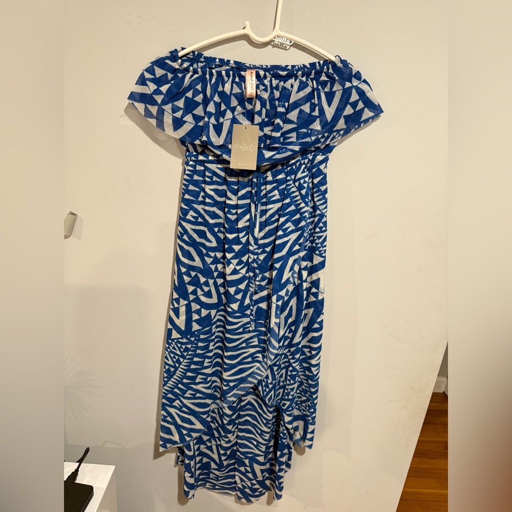 Anthropologie Blue and White Abstract Dress - Picture 5 of 9